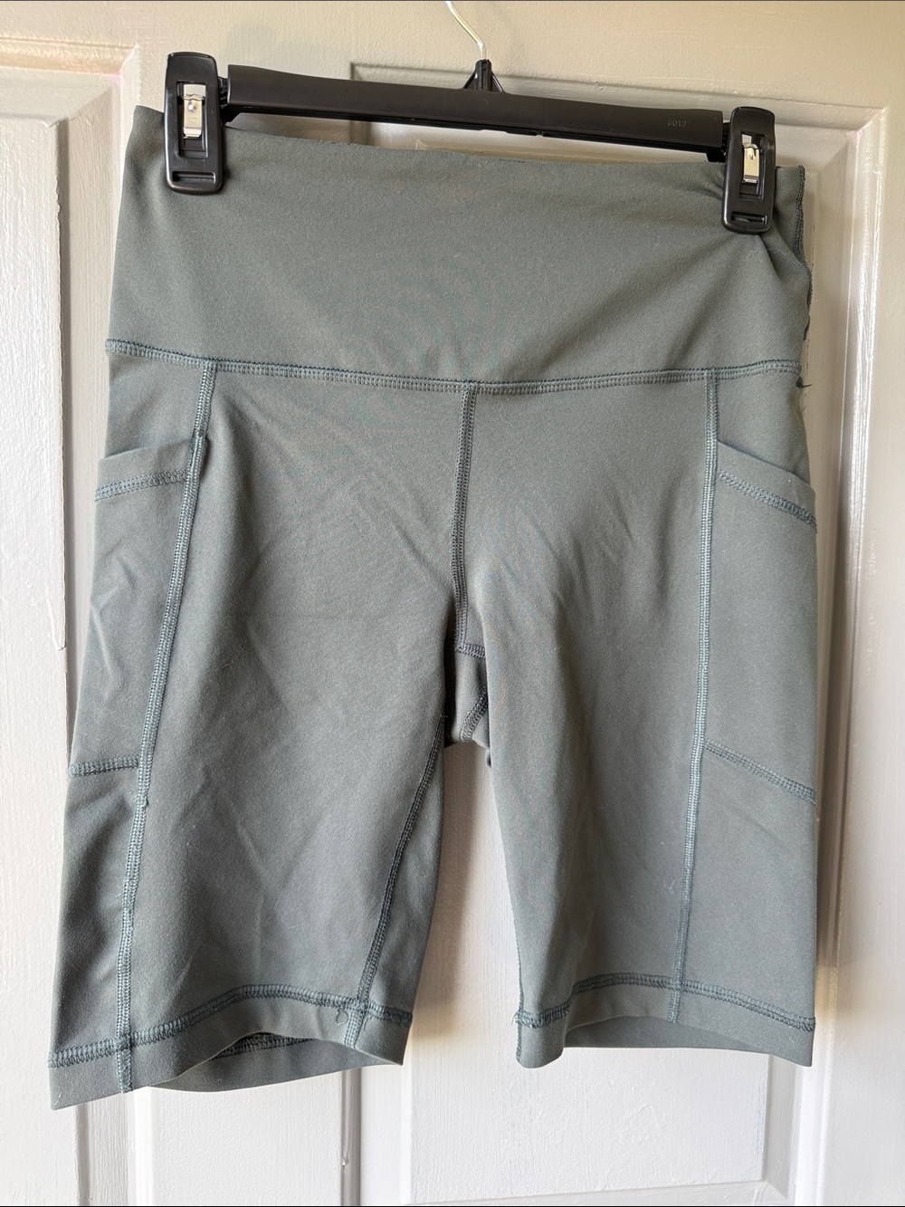 90 Degree By Reflex Sage Green High-Rise Pocket Bike Shorts